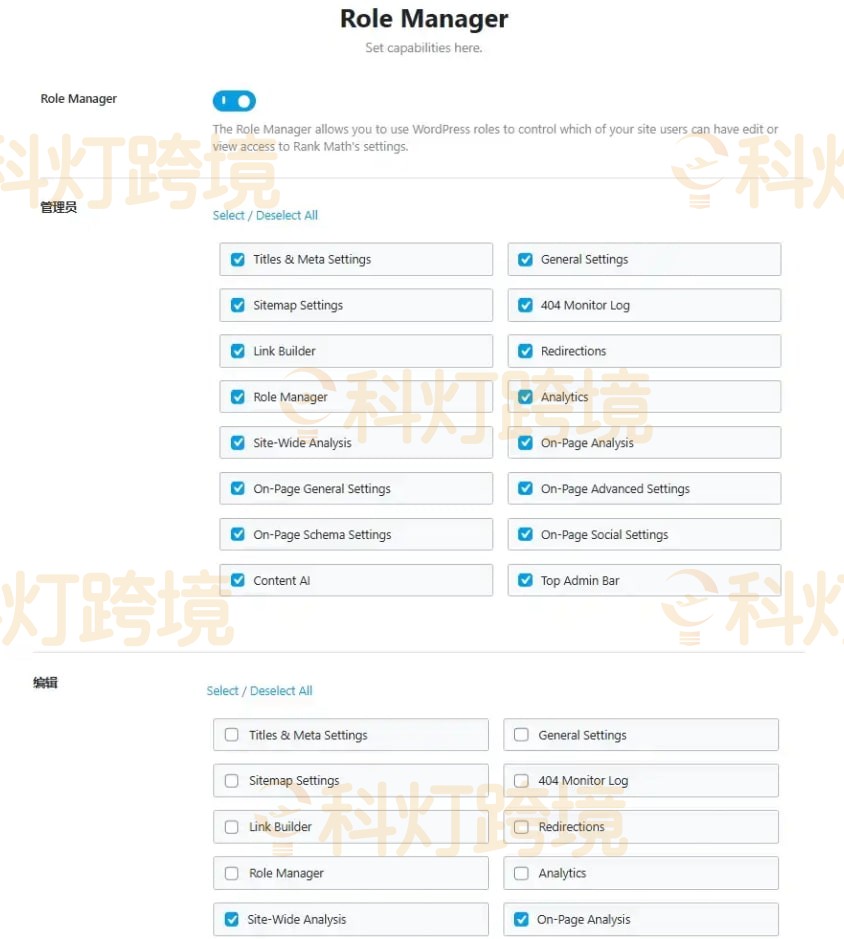 Role Manager管理员规则选项