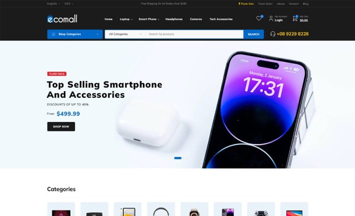 数码产品类网站模板案例
