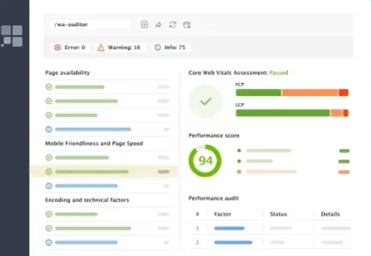 WebSite Auditor核心Web指标审核