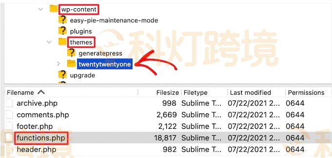 找到WordPress主题文件夹