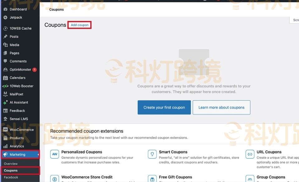 按 Add coupon 按钮