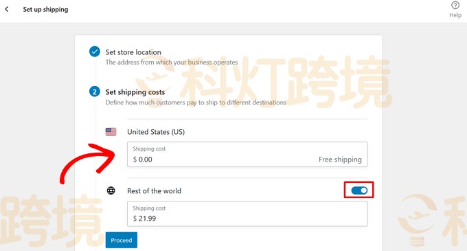 输入所在国家/地区的运费