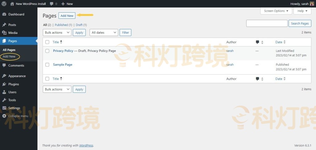 如何在 WordPress 中添加新页面