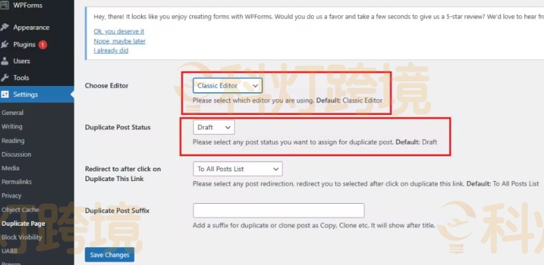 访问设置中的Duplicate Page